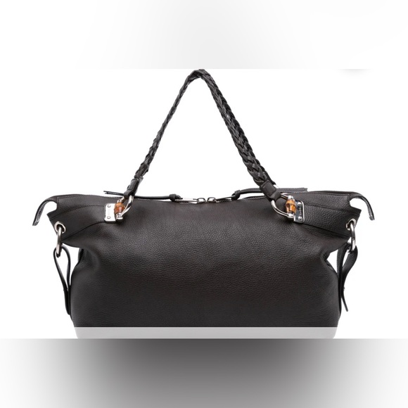 Gucci Black Leather Tote with Braided Handles - Picture 1 of 16